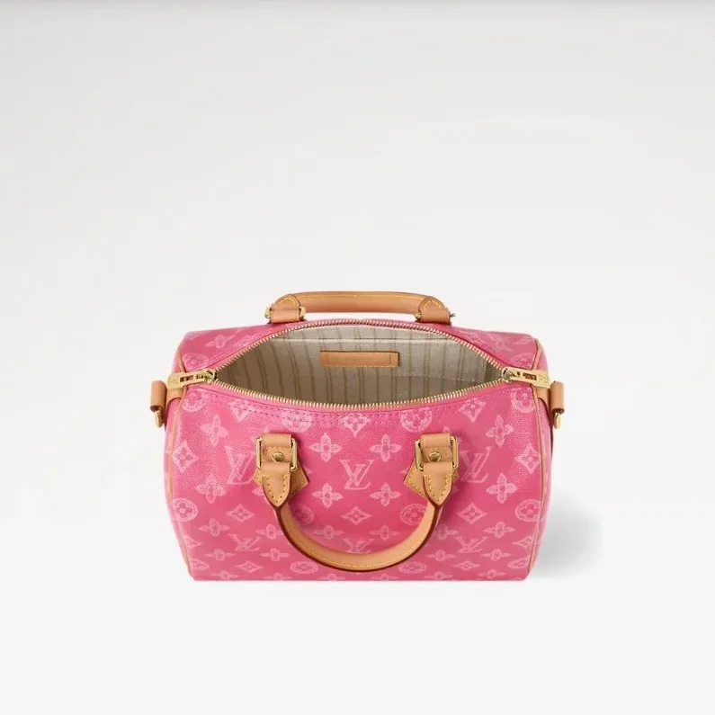 Louis Vuitton Speedy Bandouliere 25 Top Handle Bag / Monogram Origine Rose Ruban Gold Hardware