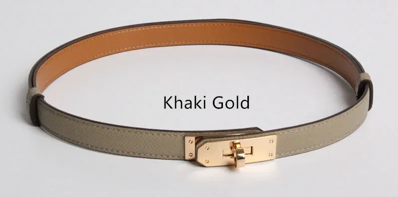High Quality Real Leather 1.8cm Width Belts Golden for Women's