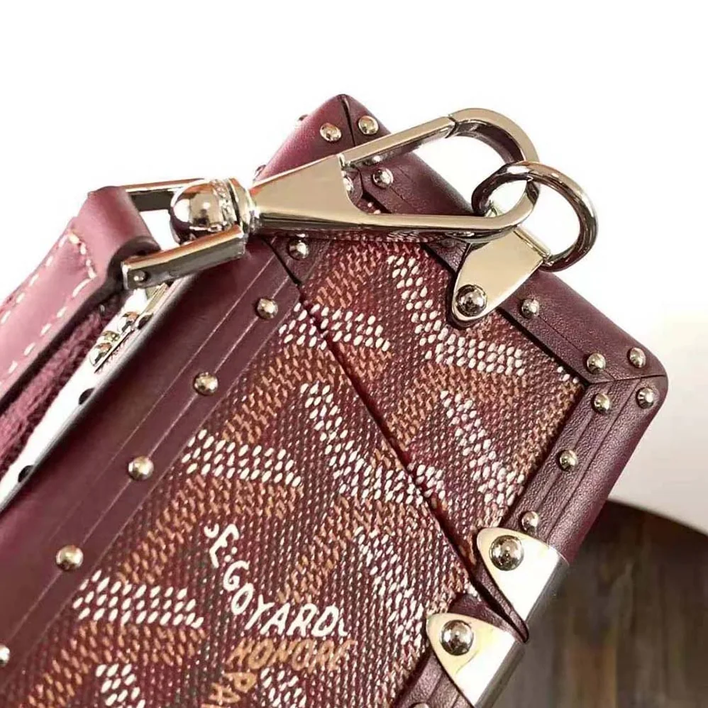 Goyard Cassette Trunk Bag in Goyardine Canvas & Clamecy Cowhide for Women in Maroon