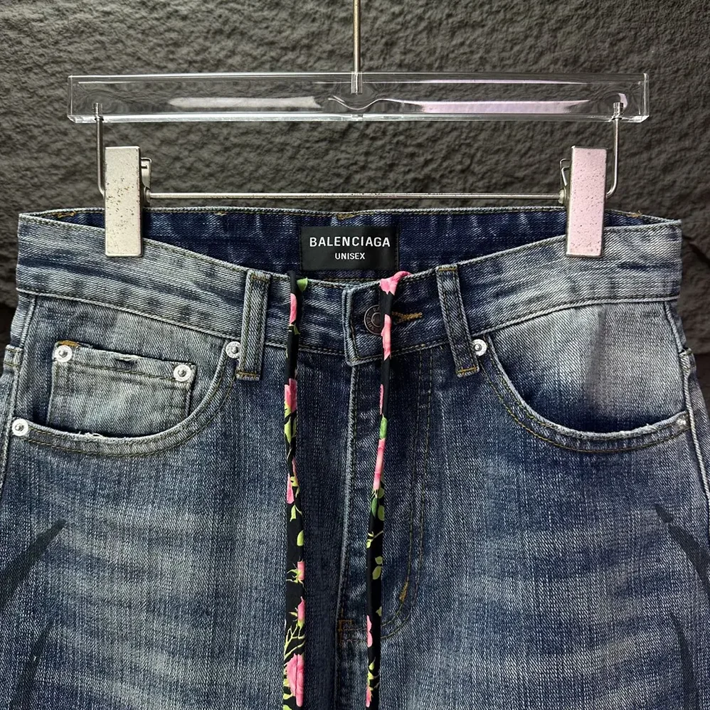 Balenciaga Wide Leg Baggy Pants in Blue for Women