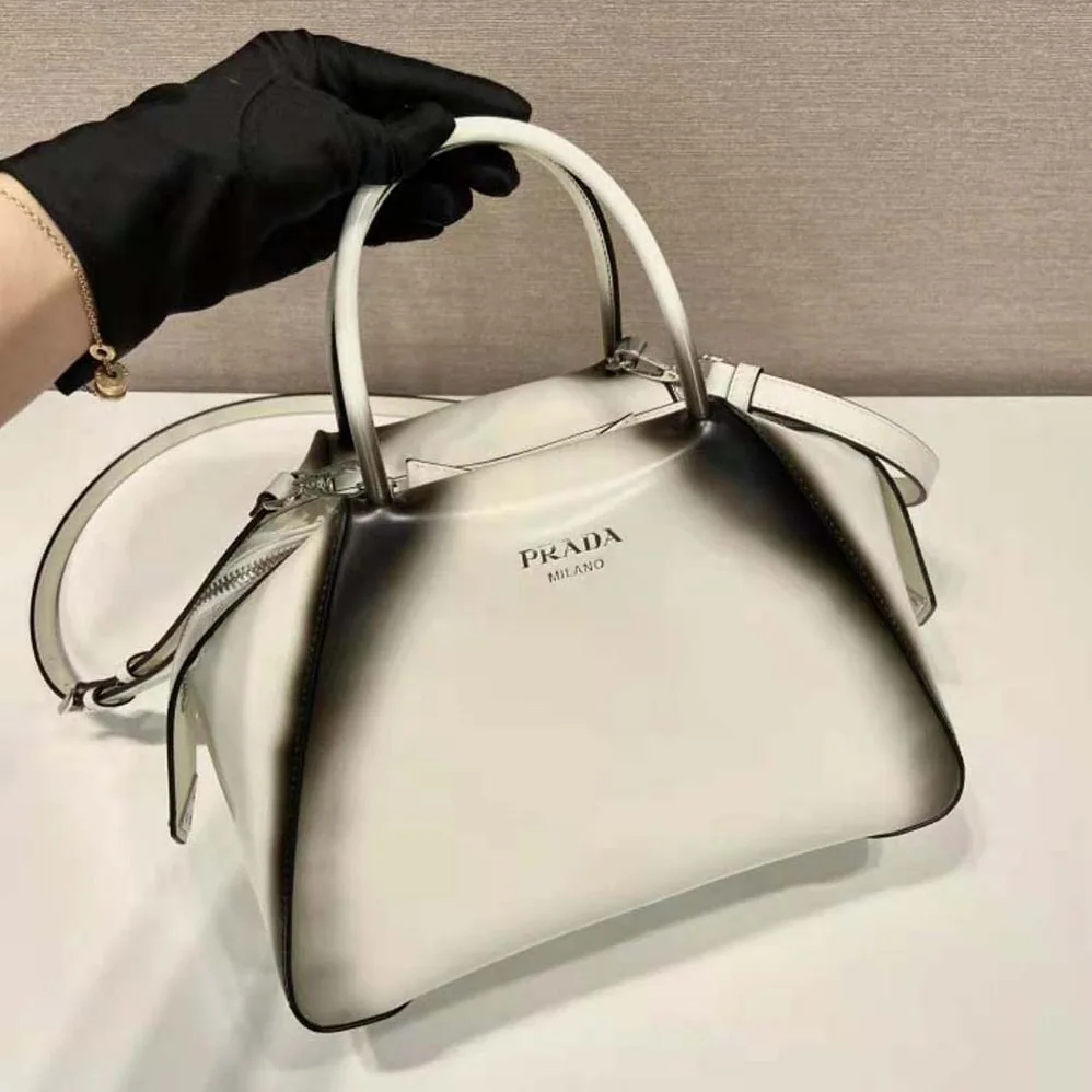Prada Small Brushed Leather Prada Supernova Handbag for Women in White Prada Small Brushed Leather Prada Supernova Handbag for Women in White