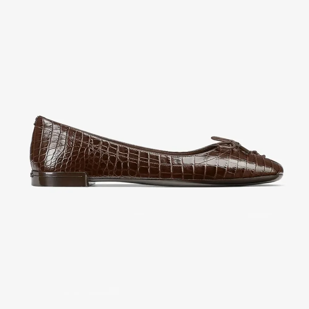 Jimmy Choo Scarlett Ballerina Chocolate Croc Embossed Leather Ballerina Flats for Women Jimmy Choo Scarlett Ballerina Chocolate Croc Embossed Leather Ballerina Flats for Women