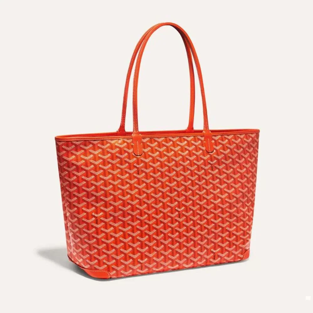 Goyard Sac Artois MM in Goyardine Canvas & Chevroches Calfskin for Women in Orange Goyard Sac Artois MM in Goyardine Canvas & Chevroches Calfskin for Women in Orange