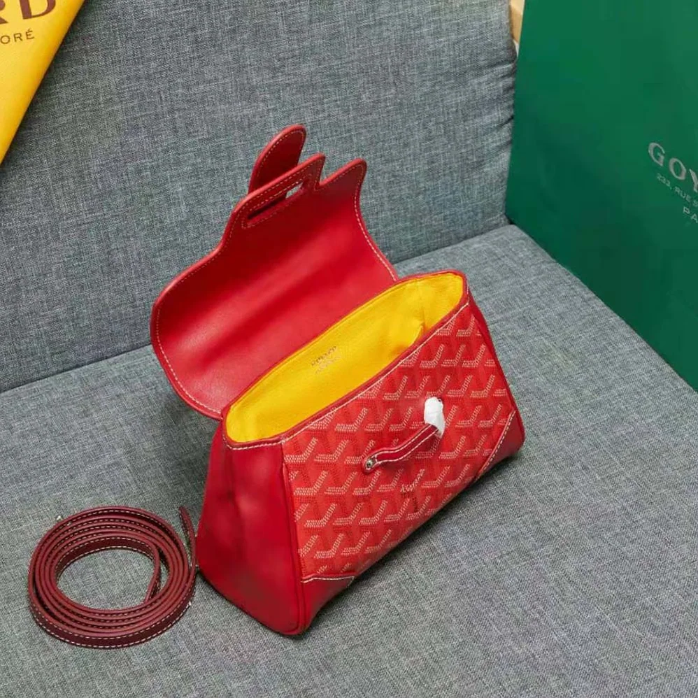 Goyard Sac Saïgon Souple Mini in Toile Goyardine & Chevroches Calfskin for Women in Red