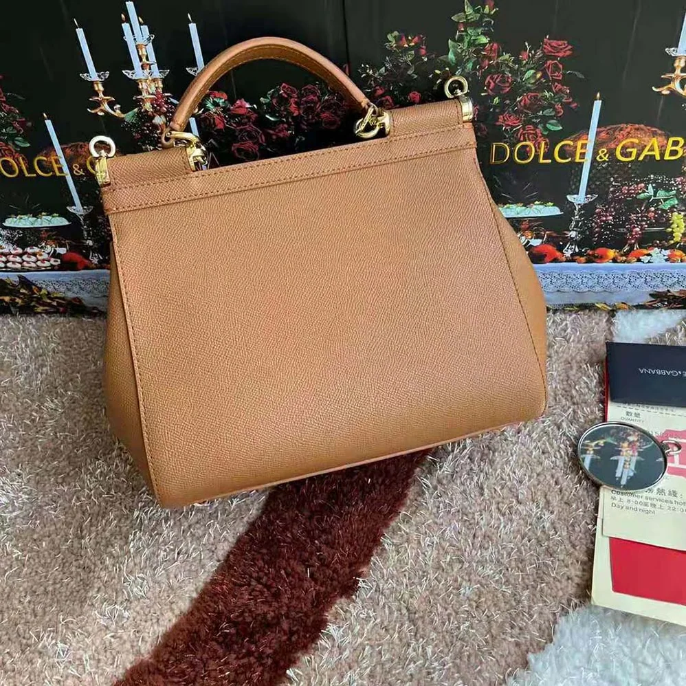 Dolce Gabbana D&G Medium Dauphine Leather Sicily Bag for Women in Beige