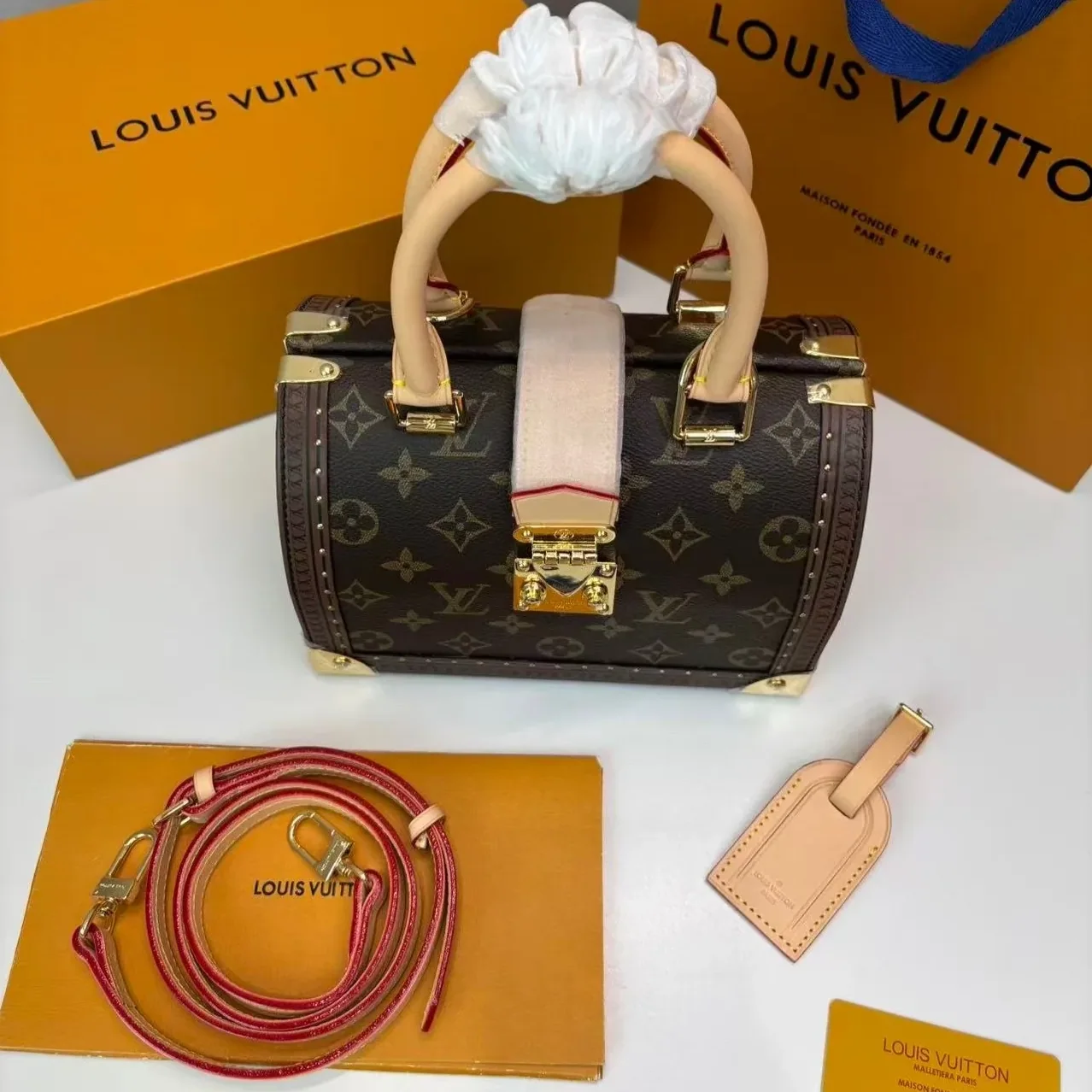 Louis Vuitton Speedy Trunk 20 Top Handle Bag in Monogram Brown Gold Hardware