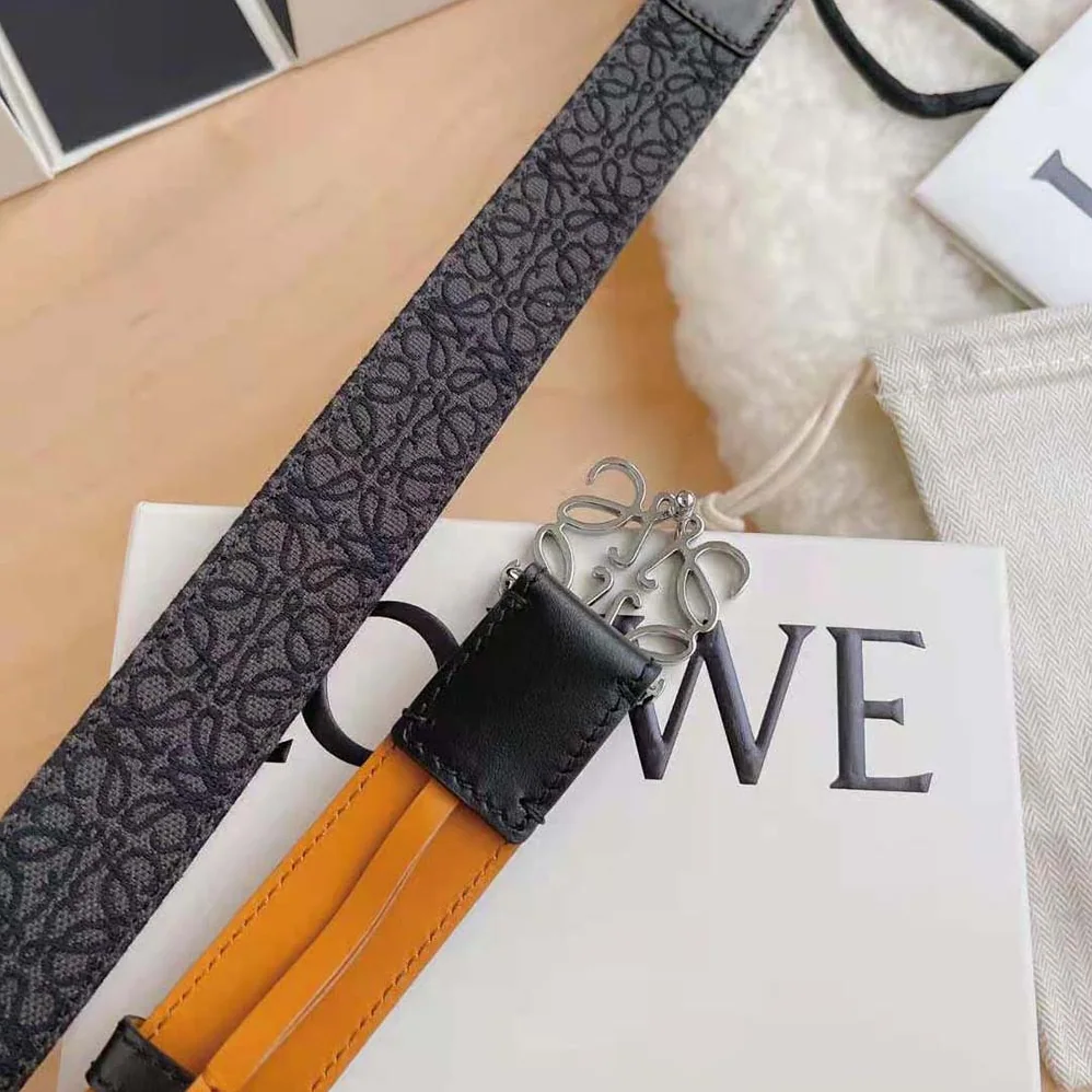 Loewe Anagram Belt in Jacquard and Calfskin for Men in Black Loewe Anagram Belt in Jacquard and Calfskin for Men in Black