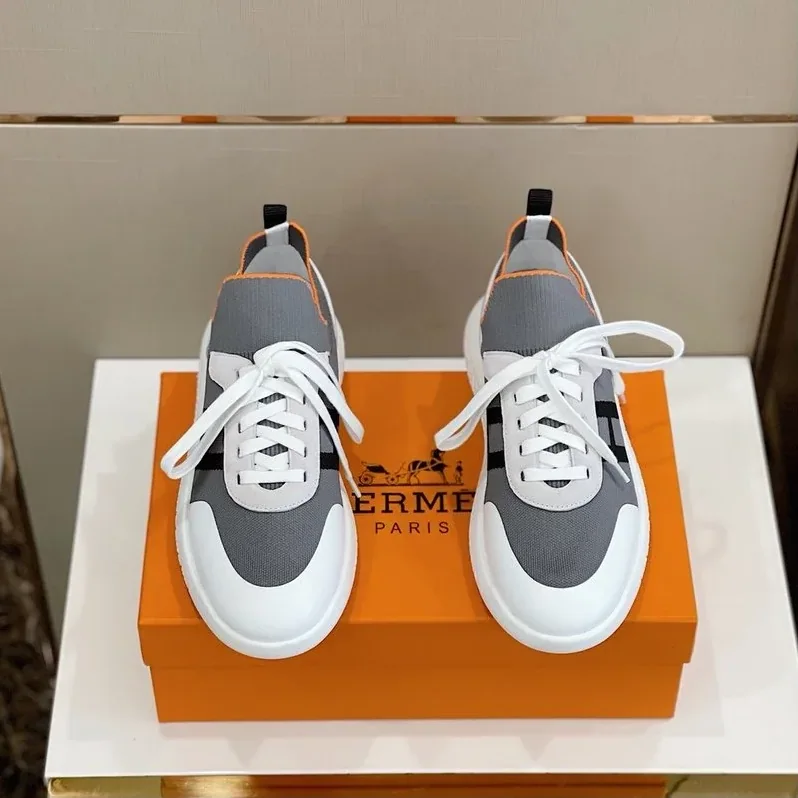 Hermes Depart Sneakers Grey in White Hermes Depart Sneakers Grey in White