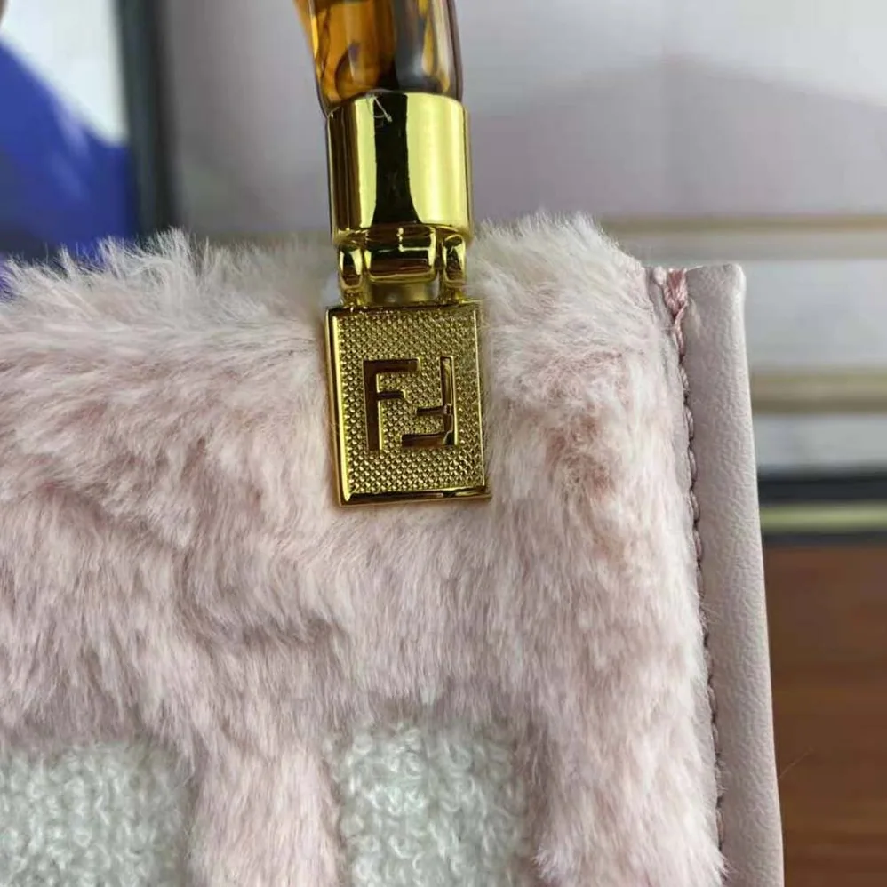 Fendi Mini Sunshine Shopper Pink Sheepskin Mini for Women in Bag with Inlay Fendi Mini Sunshine Shopper Pink Sheepskin Mini for Women in Bag with Inlay