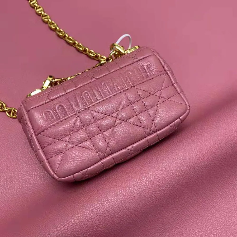 Dior Micro Dior Caro Bag Yarrow Pink Supple Cannage Calfskin for Women