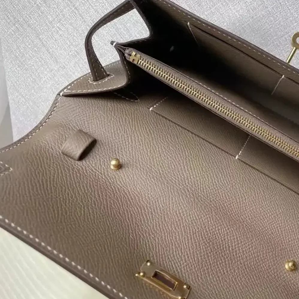 Hermes Kelly To Go in Epsom Leather for Women in Grey/Gold