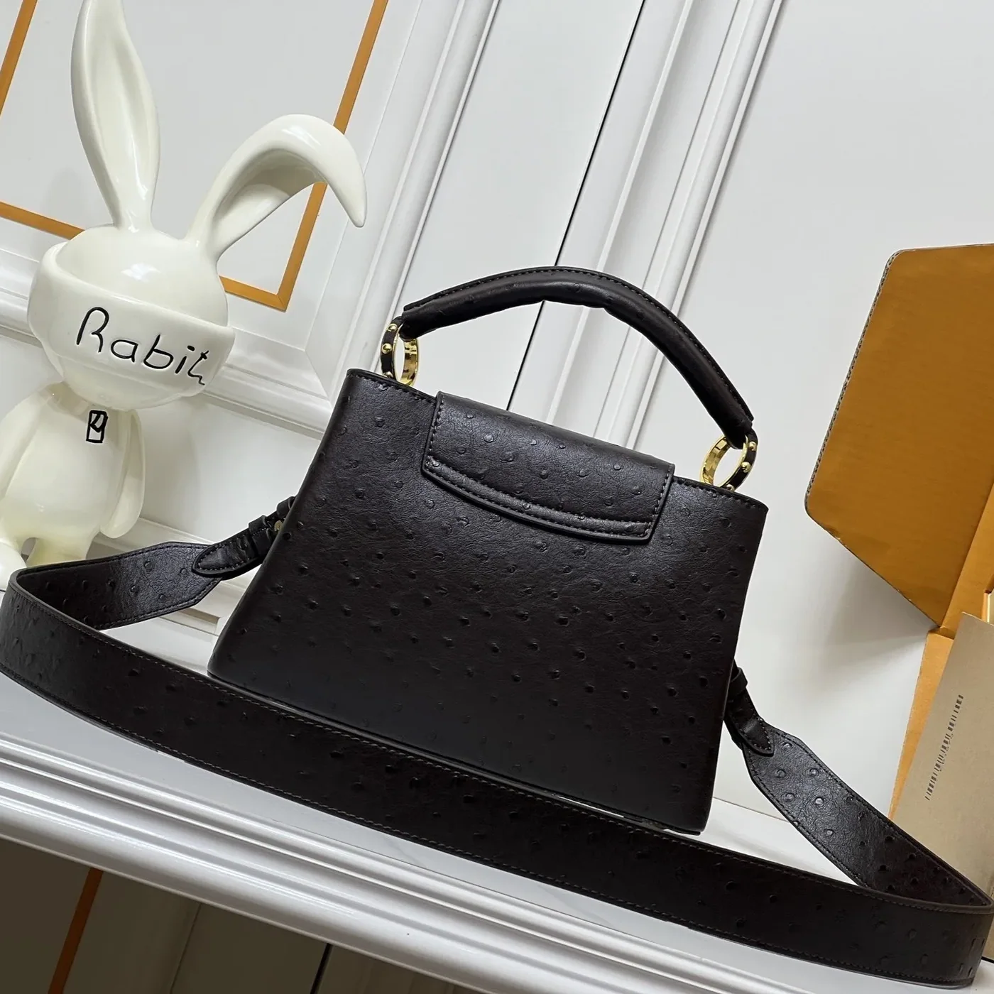 Louis Vuitton Capucines BB Top Handle Bag in Dark Brown Gold Hardware