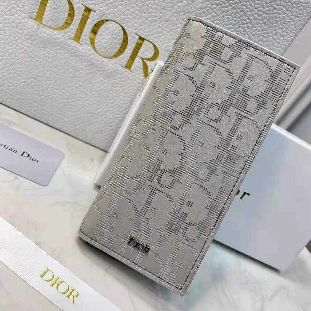 Dior Vertical Long Wallet Gray Dior Oblique Galaxy Leather for Men Dior Vertical Long Wallet Gray Dior Oblique Galaxy Leather for Men