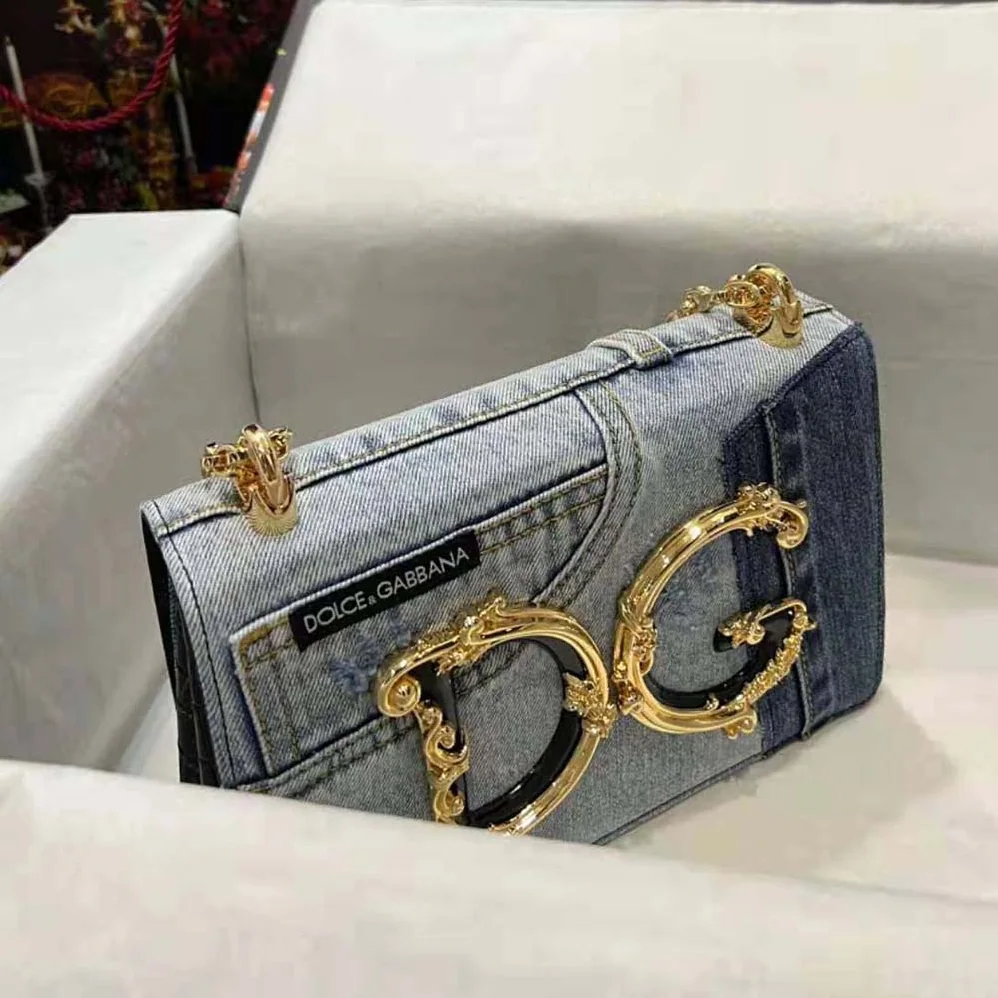 Dolce Gabbana D&G DG Girls Bag in Patchwork Denim and Plain Calfskin for Women Dolce Gabbana D&G DG Girls Bag in Patchwork Denim and Plain Calfskin for Women