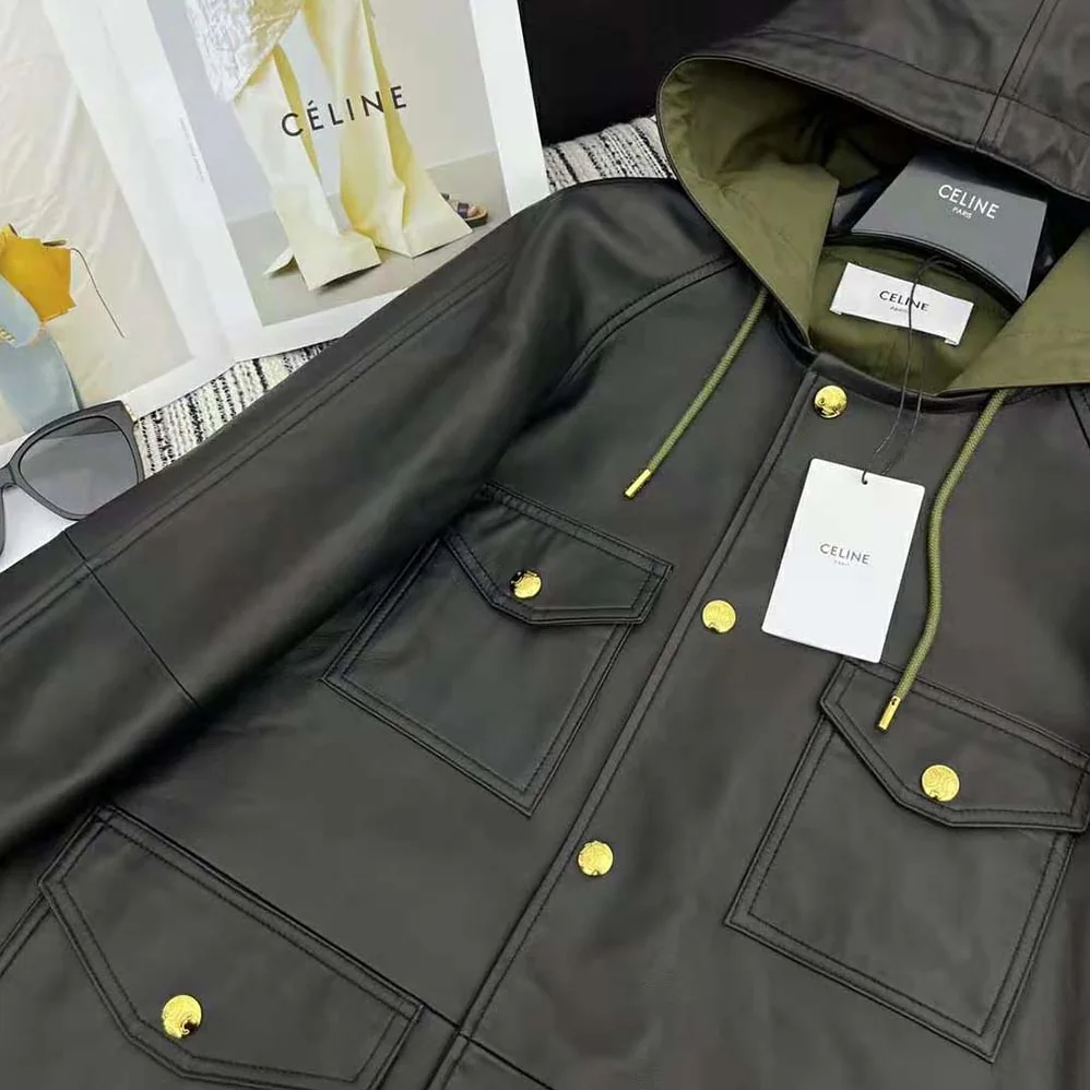 Celine Oversized Parka in Plongé Lambskin for Women Celine Oversized Parka in Plongé Lambskin for Women