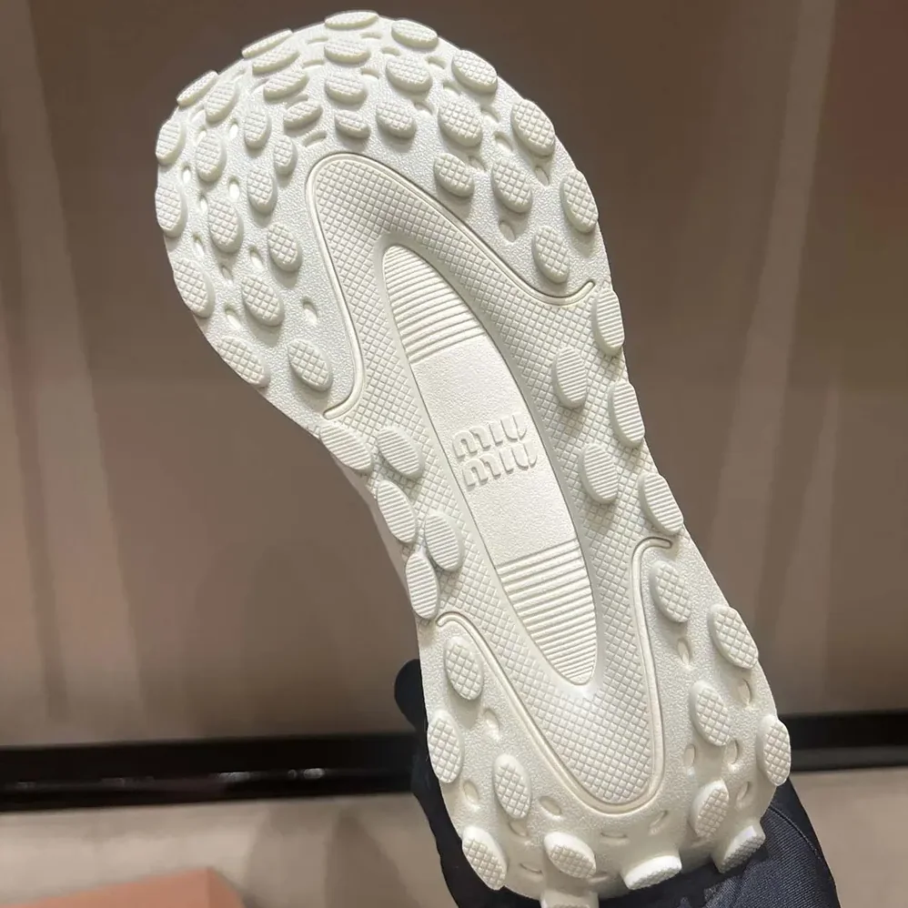 Miu Miu Technical Fabric Sneakers for Women in White Miu Miu Technical Fabric Sneakers for Women in White