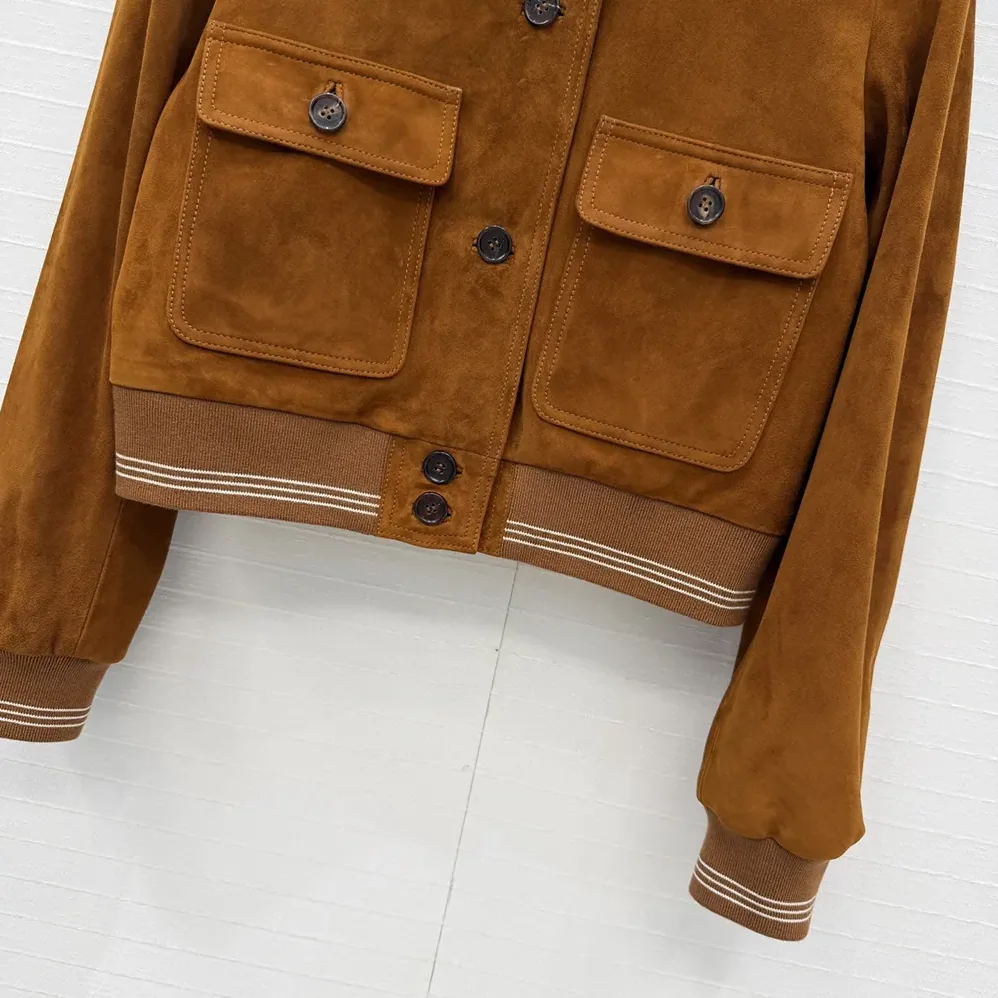 Miu Miu Suede Blouson Jacket for Women in Brown Miu Miu Suede Blouson Jacket for Women in Brown