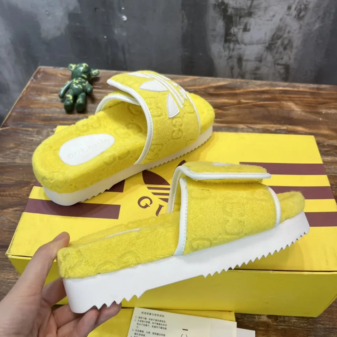 Gucci x Adidas Sandal With Platform And GG Yellow for Men Gucci x Adidas Sandal With Platform And GG Yellow for Men