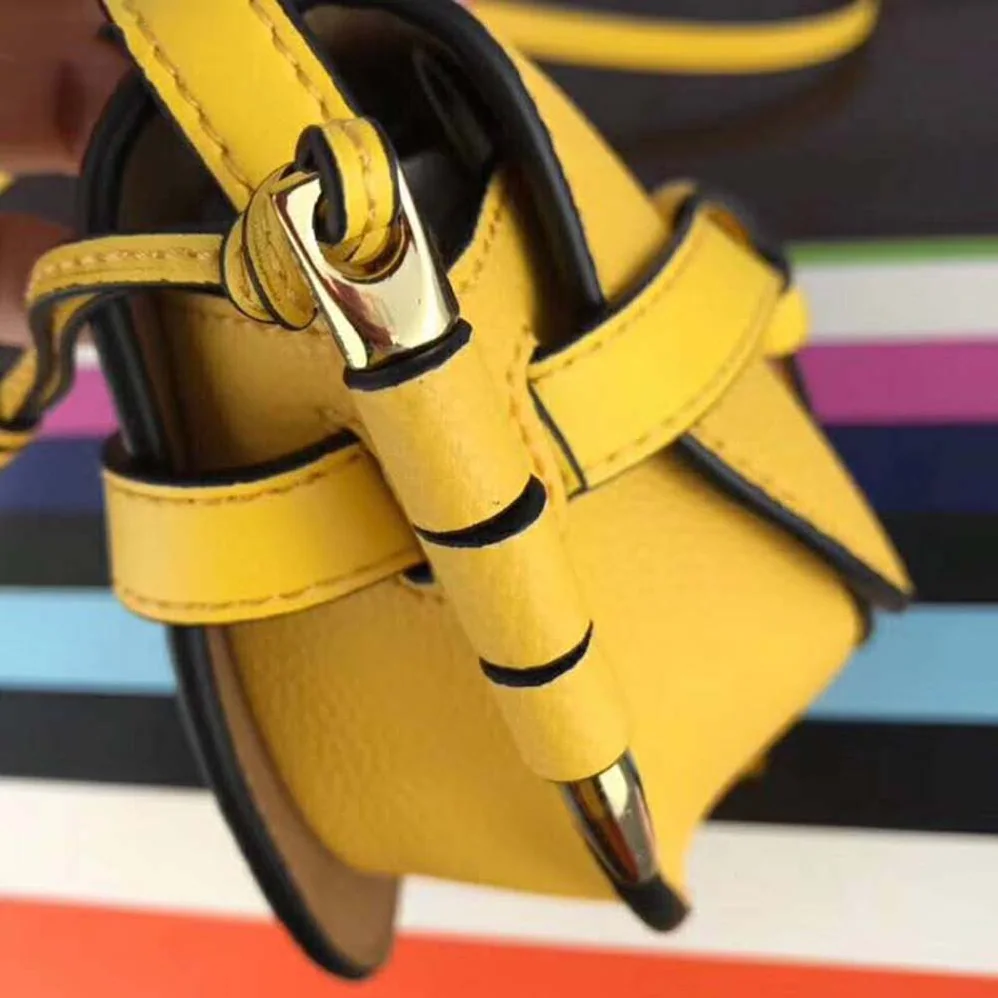 Loewe Gate Mini Bag Yellow Soft Grained Calf Leather for Women