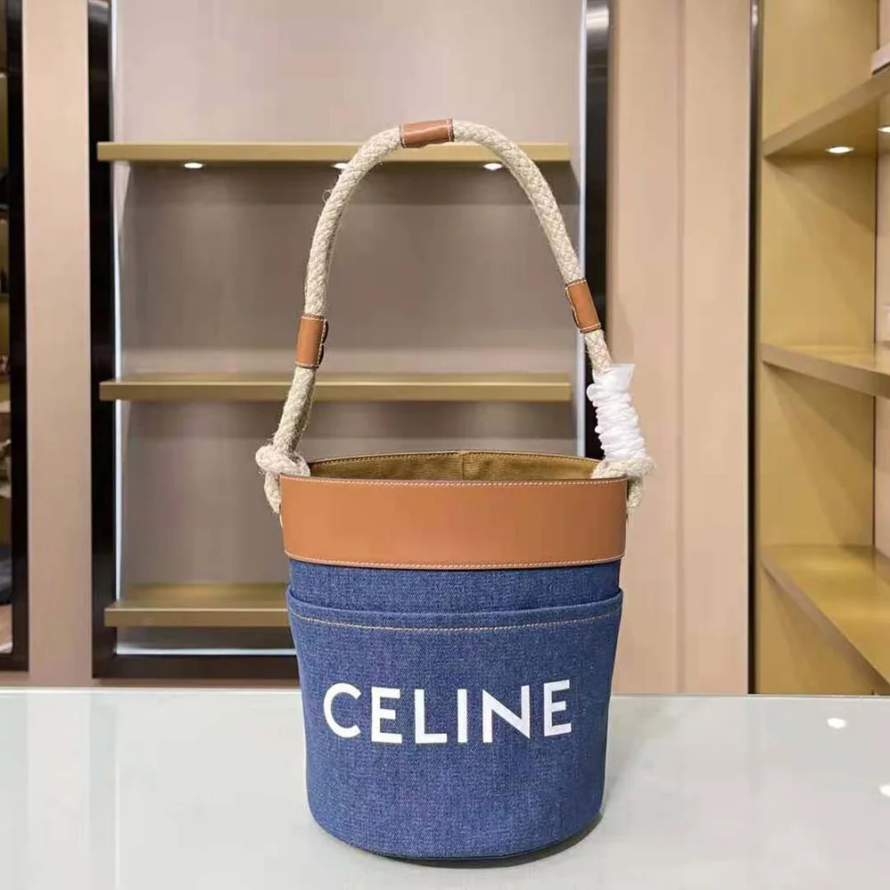 Celine Bucket Celine in Denim with Celine Print and Calfskin for Women