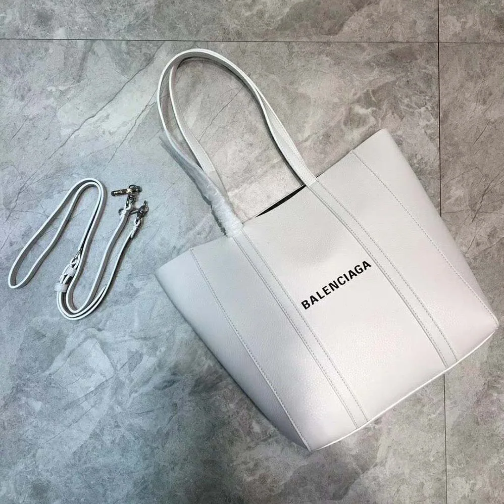 Balenciaga Everyday Tote XXS Calfskin Tote Thin Handles for Women in White