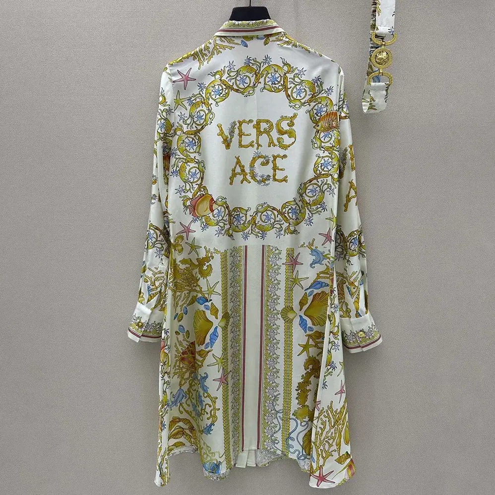 Versace Underwater Barocco Silk Midi Shirt Dress for Women Versace Underwater Barocco Silk Midi Shirt Dress for Women