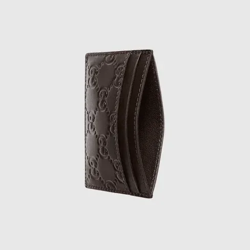 Signature Web Card Case Brown