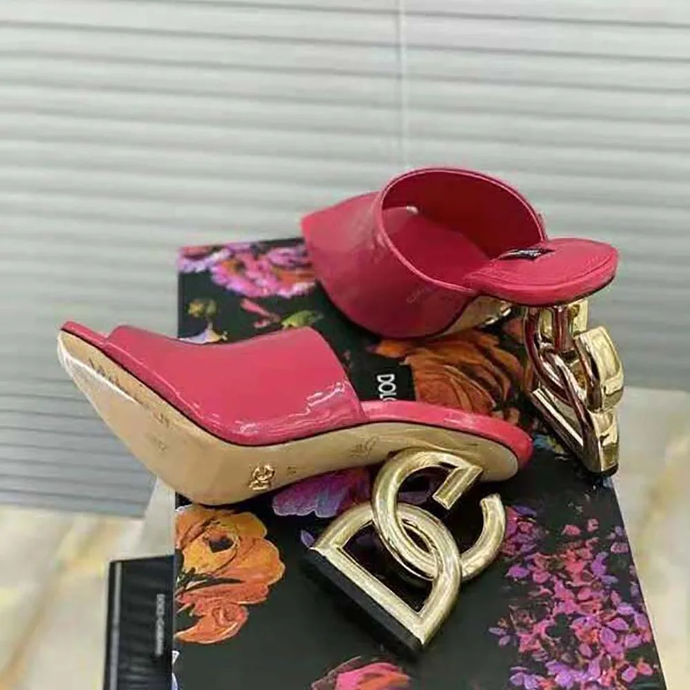 Dolce Gabbana D&G Patent Leather Mules with DG Pop Heel for Women Dolce Gabbana D&G Patent Leather Mules with DG Pop Heel for Women