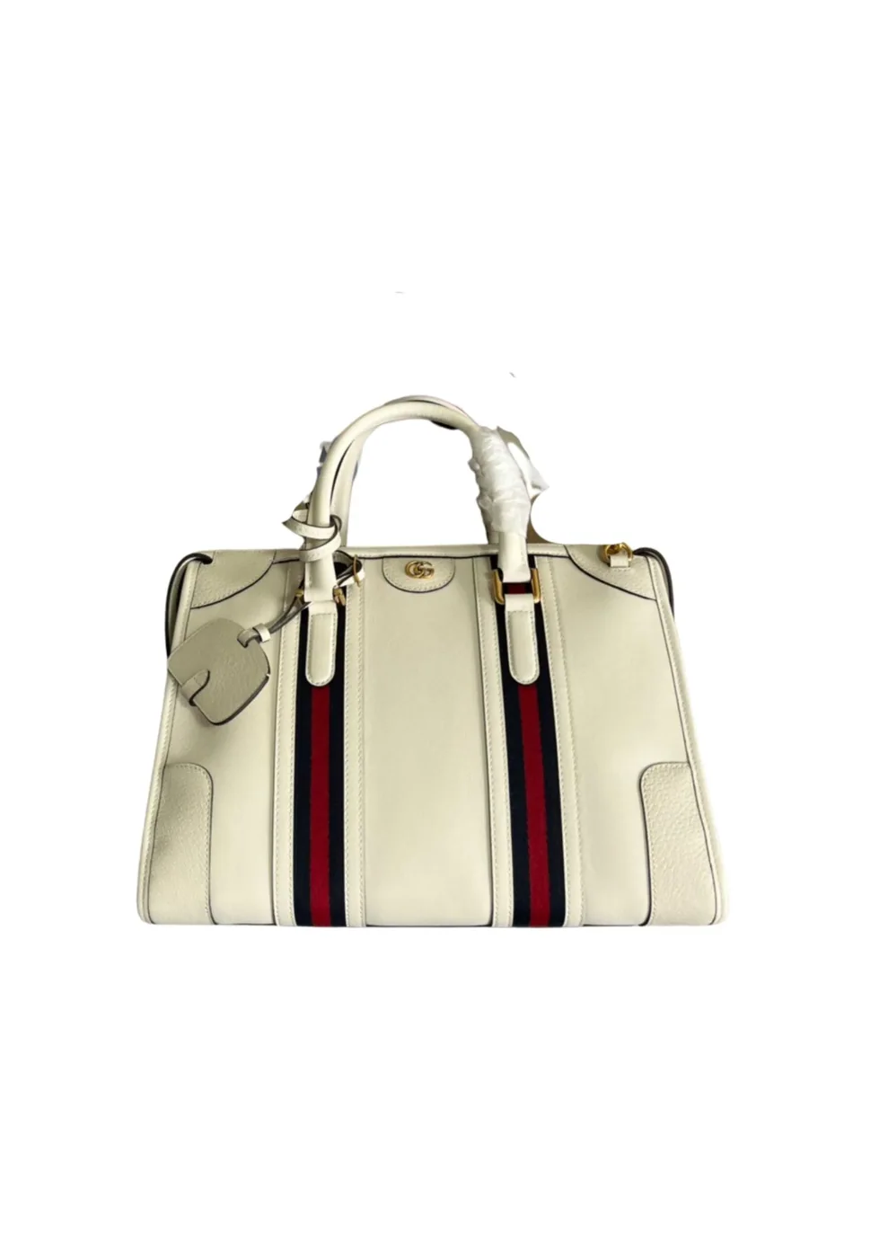 Gucci Double G-Detailed Smooth Medium Handbag White /