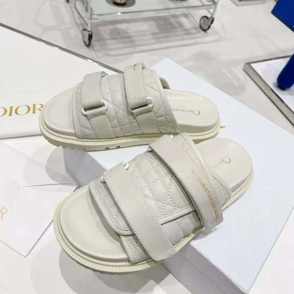 Dior Dio(r)evolution Slide White Quilted Cannage Calfskin for Women