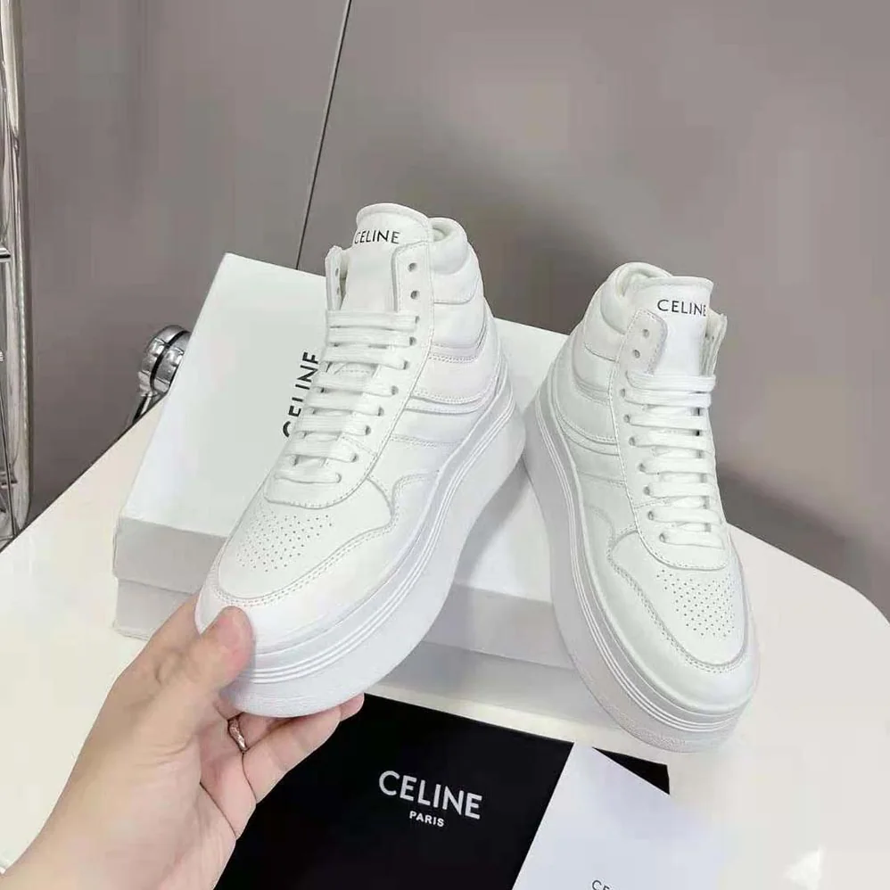Celine Mid Block Sneakers with Wedge in Calfskin for Women