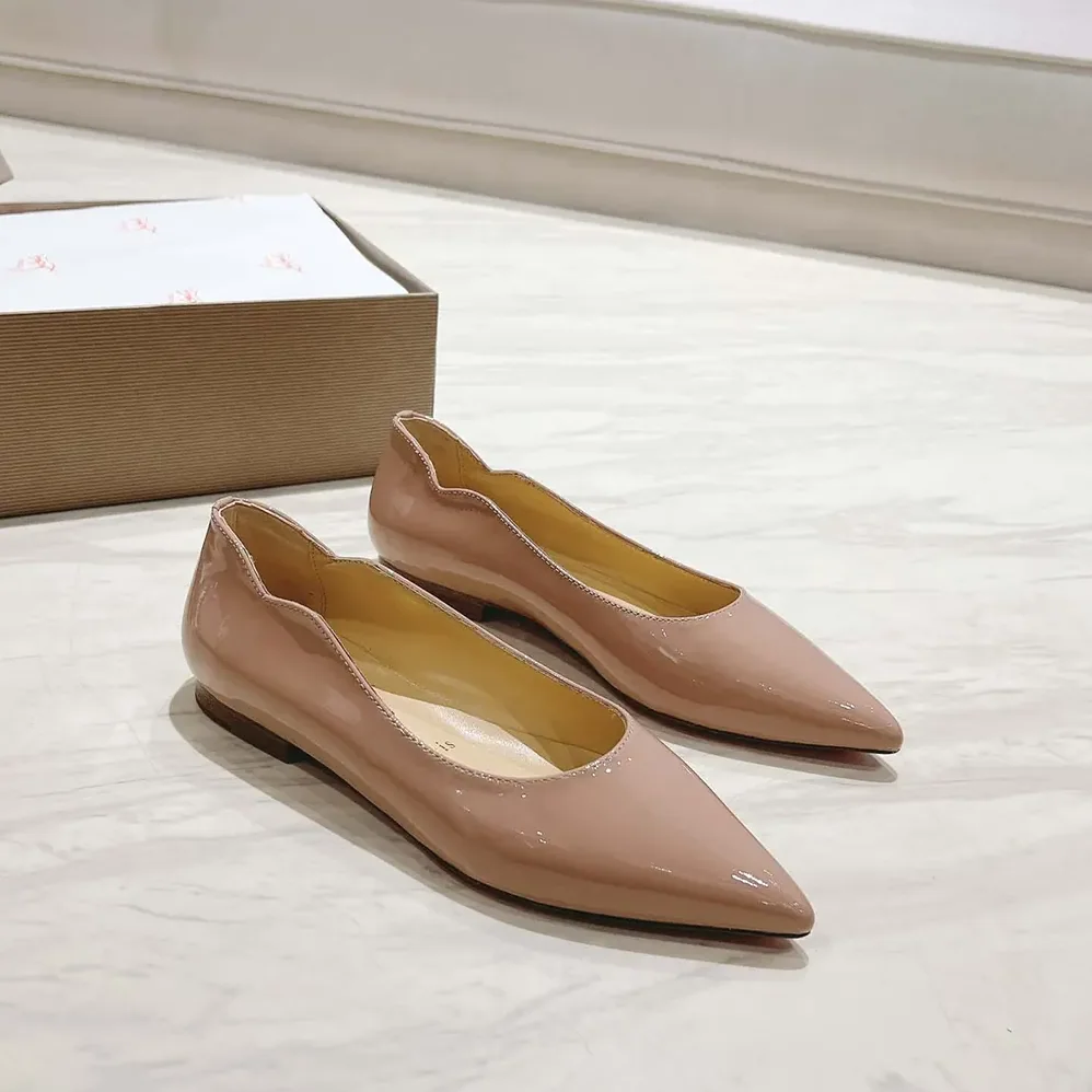 Christian Louboutin Hot Chickita Ballerinas Patent Calf Leather for Women in Sandy Christian Louboutin Hot Chickita Ballerinas Patent Calf Leather for Women in Sandy