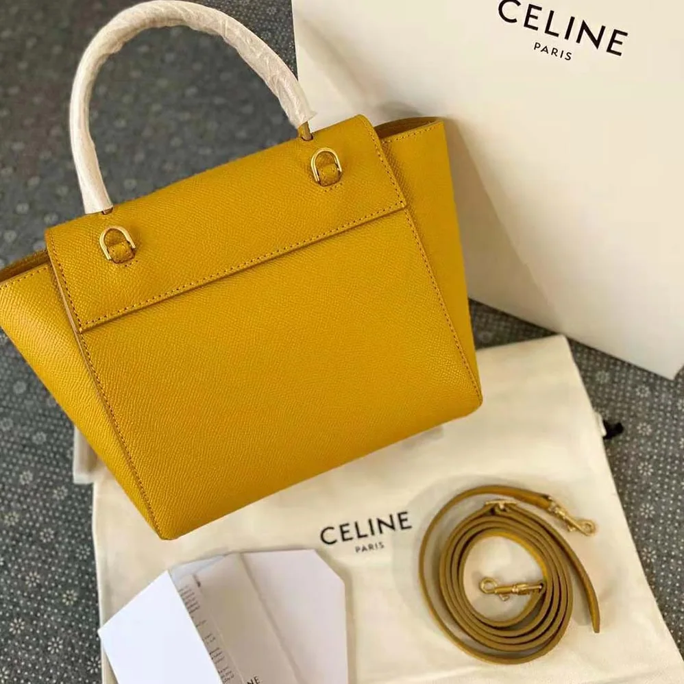Celine Nano Belt Bag in Grained Calfskin for Women in Yellow Celine Nano Belt Bag in Grained Calfskin for Women in Yellow