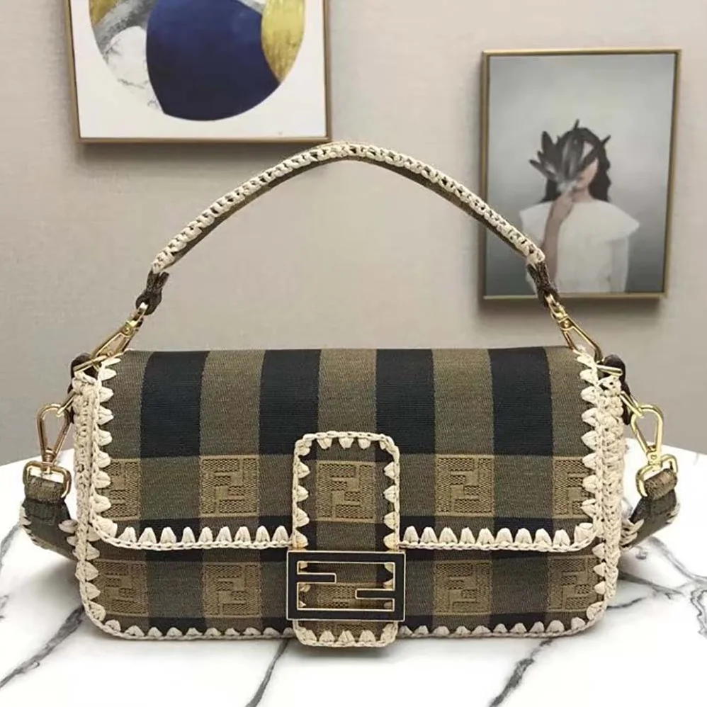 Fendi Baguette Brown Fabric Bag for Women Fendi Baguette Brown Fabric Bag for Women