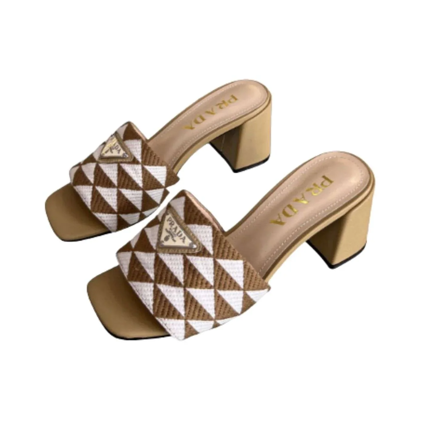 Prada Triangle Slip in On Sandals Brown Prada Triangle Slip in On Sandals Brown