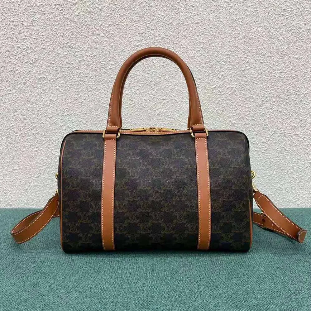Celine Boston Bag in Triomphe Canvas for Women in Brown Celine Boston Bag in Triomphe Canvas for Women in Brown