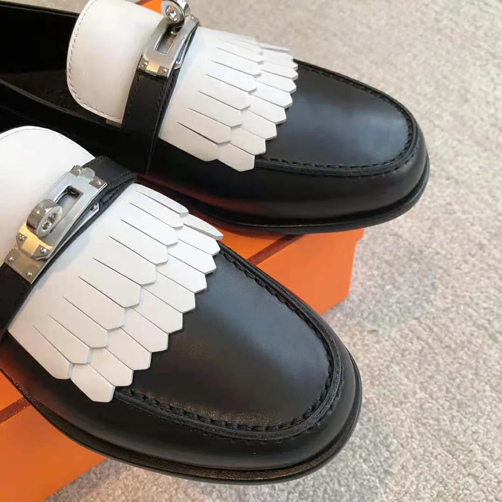 Hermes Royal Loafer in Goatskin and Calfskin-White H241072Z for Women Hermes Royal Loafer in Goatskin and Calfskin-White H241072Z for Women