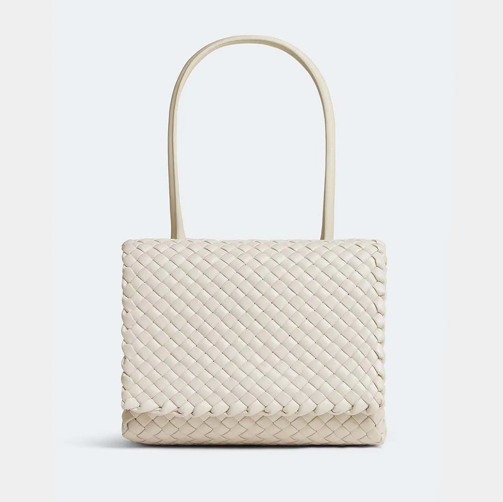 Bottega Veneta Patti Top Handle Bag in Lambskin for Women in White Bottega Veneta Patti Top Handle Bag in Lambskin for Women in White