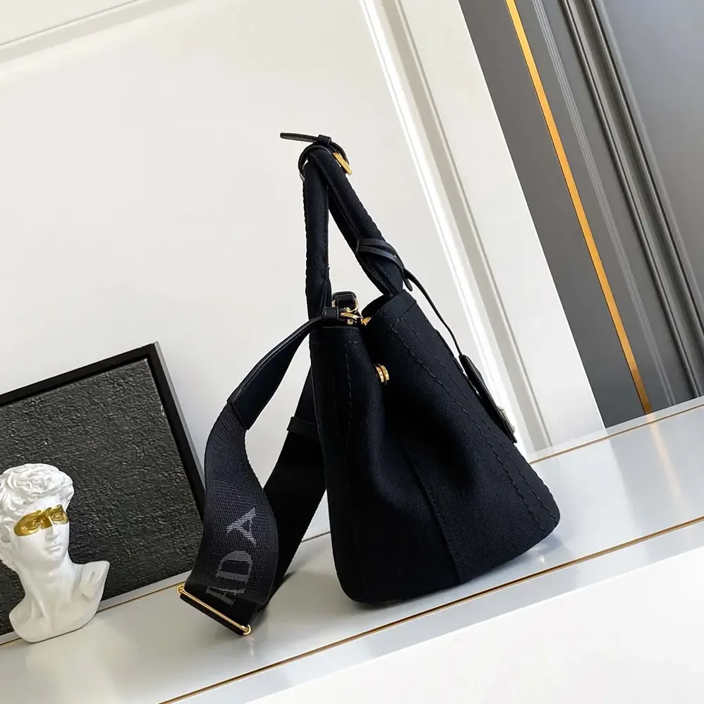 Prada Jardinière Small Cotton Canvas Handbag for Women in Black Prada Jardinière Small Cotton Canvas Handbag for Women in Black