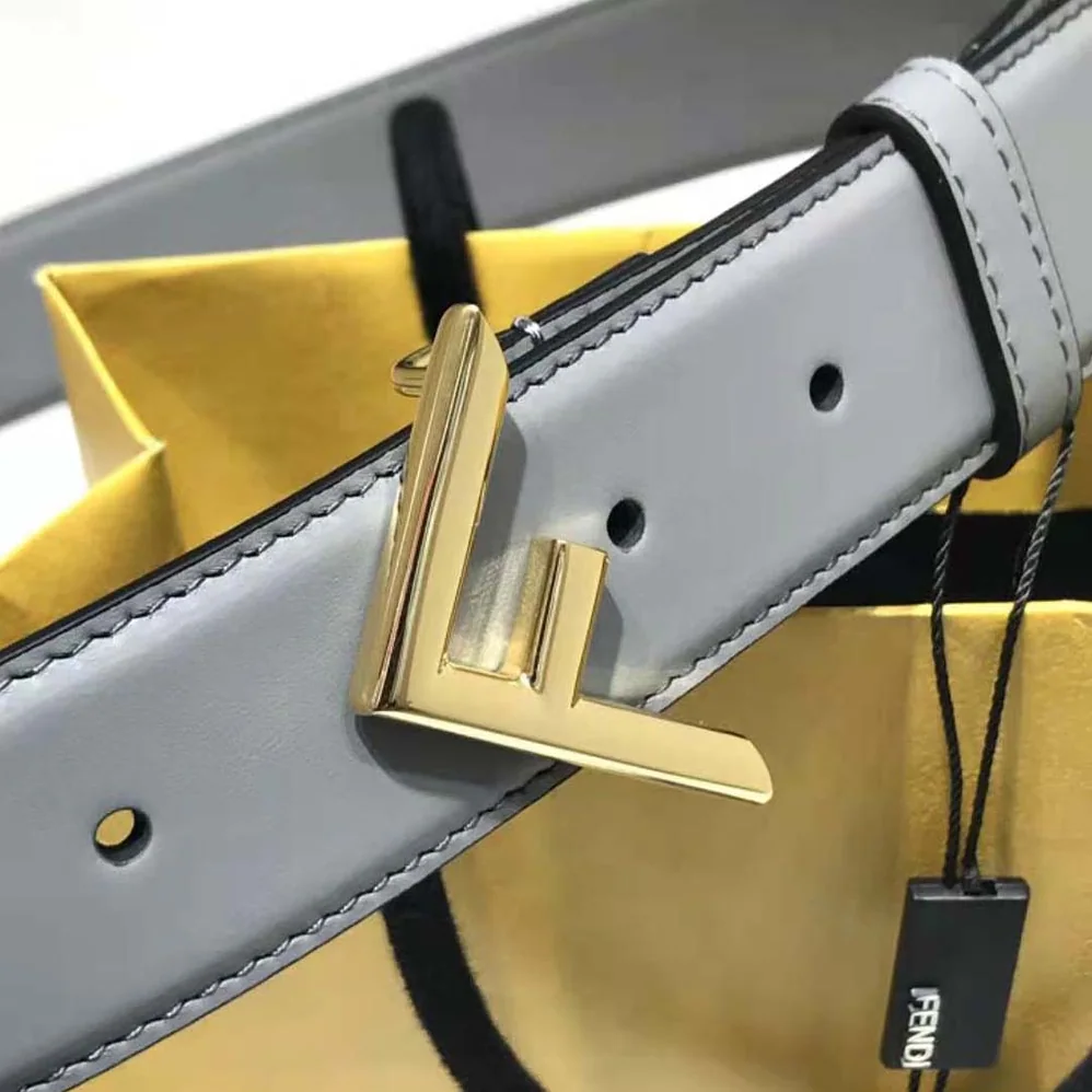Fendi Gray Leather Belt for Women