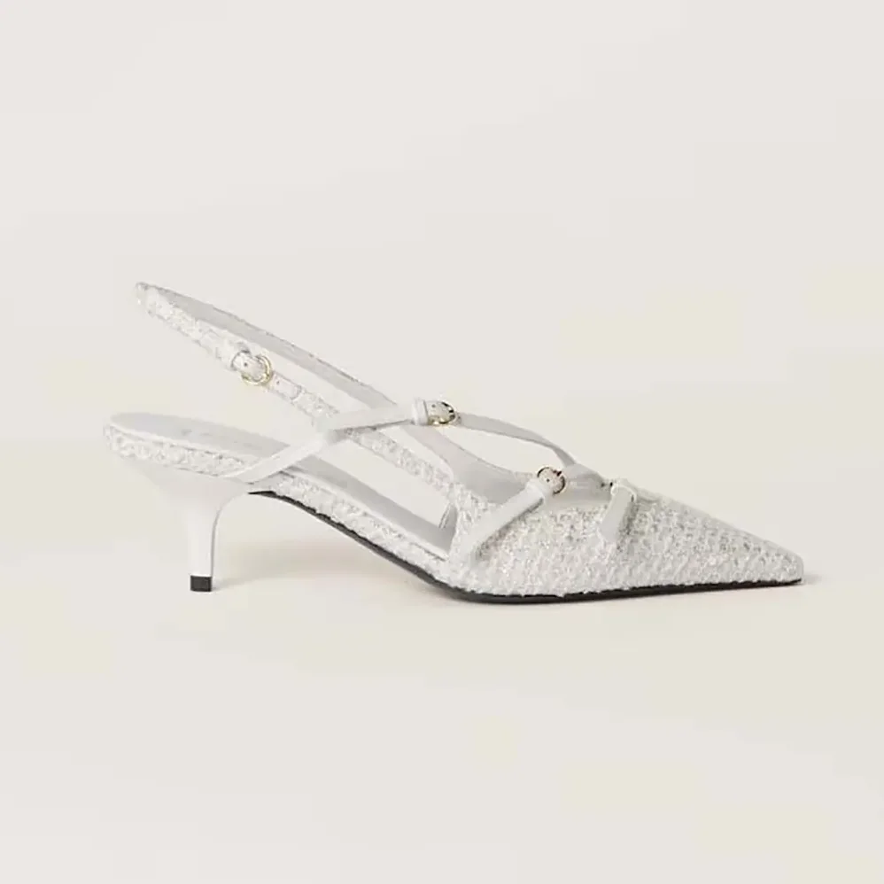 Miu Miu Fabric Slingbacks with Straps for Women in White Miu Miu Fabric Slingbacks with Straps for Women in White