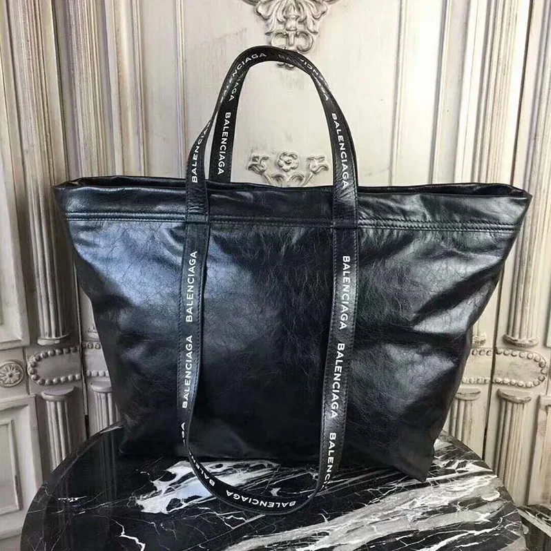 Balenciaga Large Lambskin Shopper Bag with Contrasted Logo Printed for Women