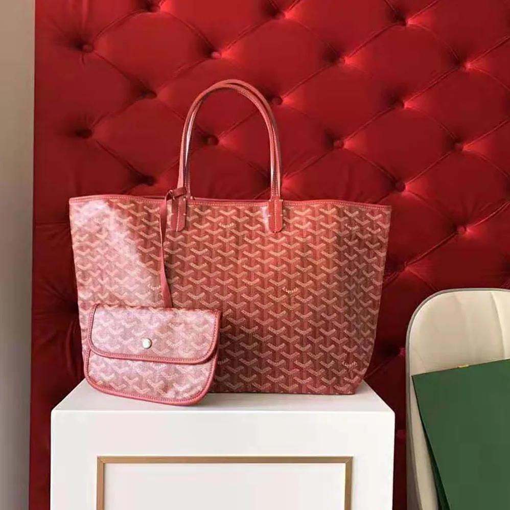Goyard Saint Louis GM Bag in Goyardine Canvas & Chevroches Calfskin for Women in Red