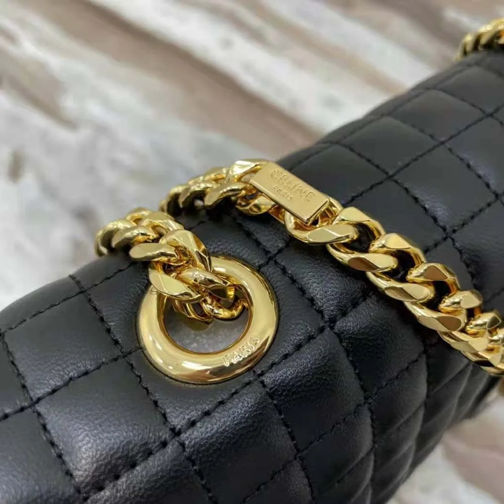Celine Medium Chain Sulky Bag in Quilted Lambskin for Women in Black