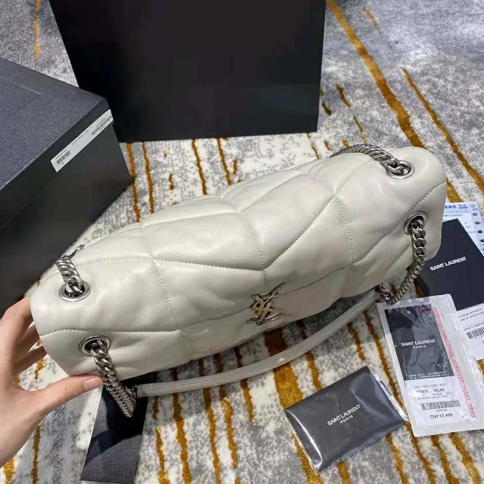 Saint Laurent YSL Puffer Medium Bag in Quilted Lambskin for Women in White Saint Laurent YSL Puffer Medium Bag in Quilted Lambskin for Women in White
