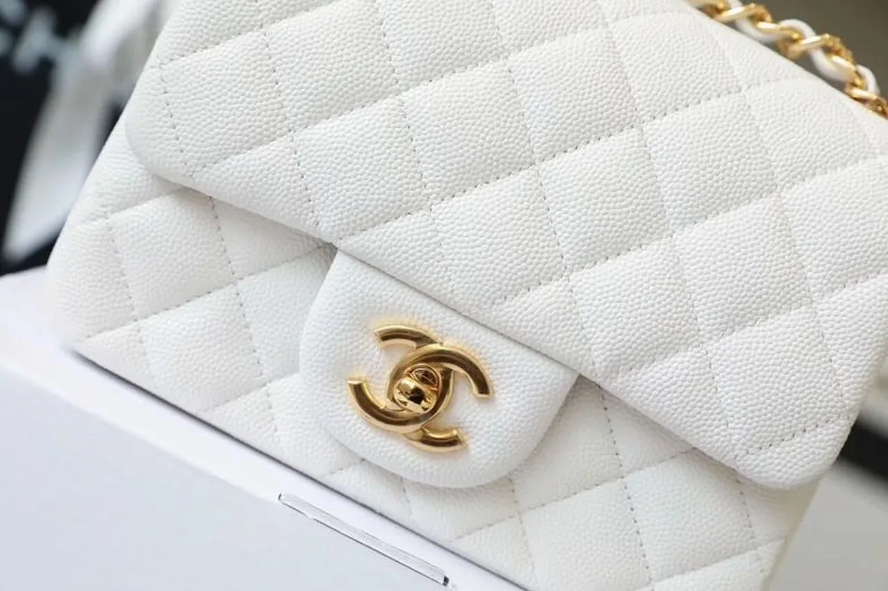 Chanel Classic Flap Bag Mini Crossbody in White Gold Hardware