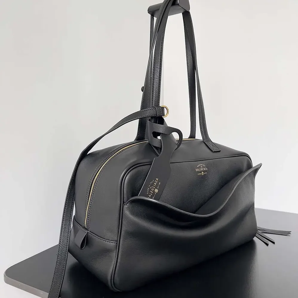 Prada Carrie Bowling Bag Medium in Black Calfskin for Women