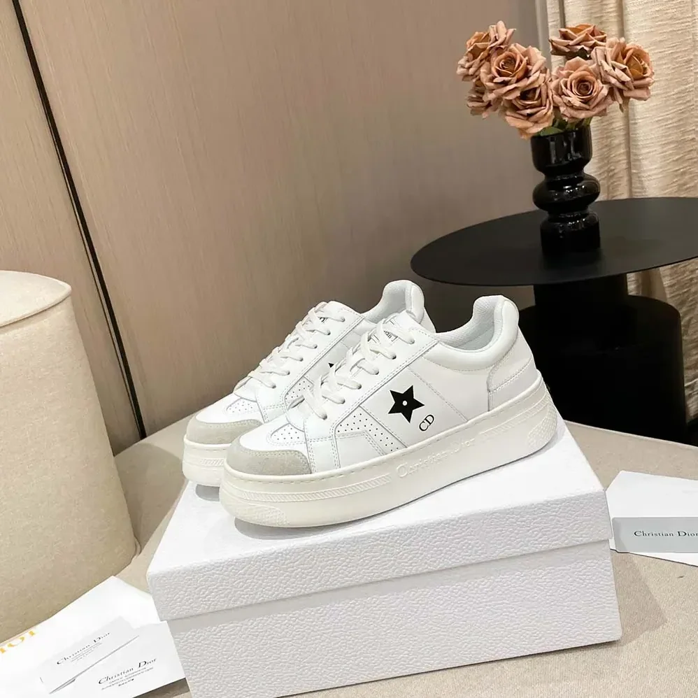 Dior Dior Star Platform Sneaker White Calfskin and Suede for Women