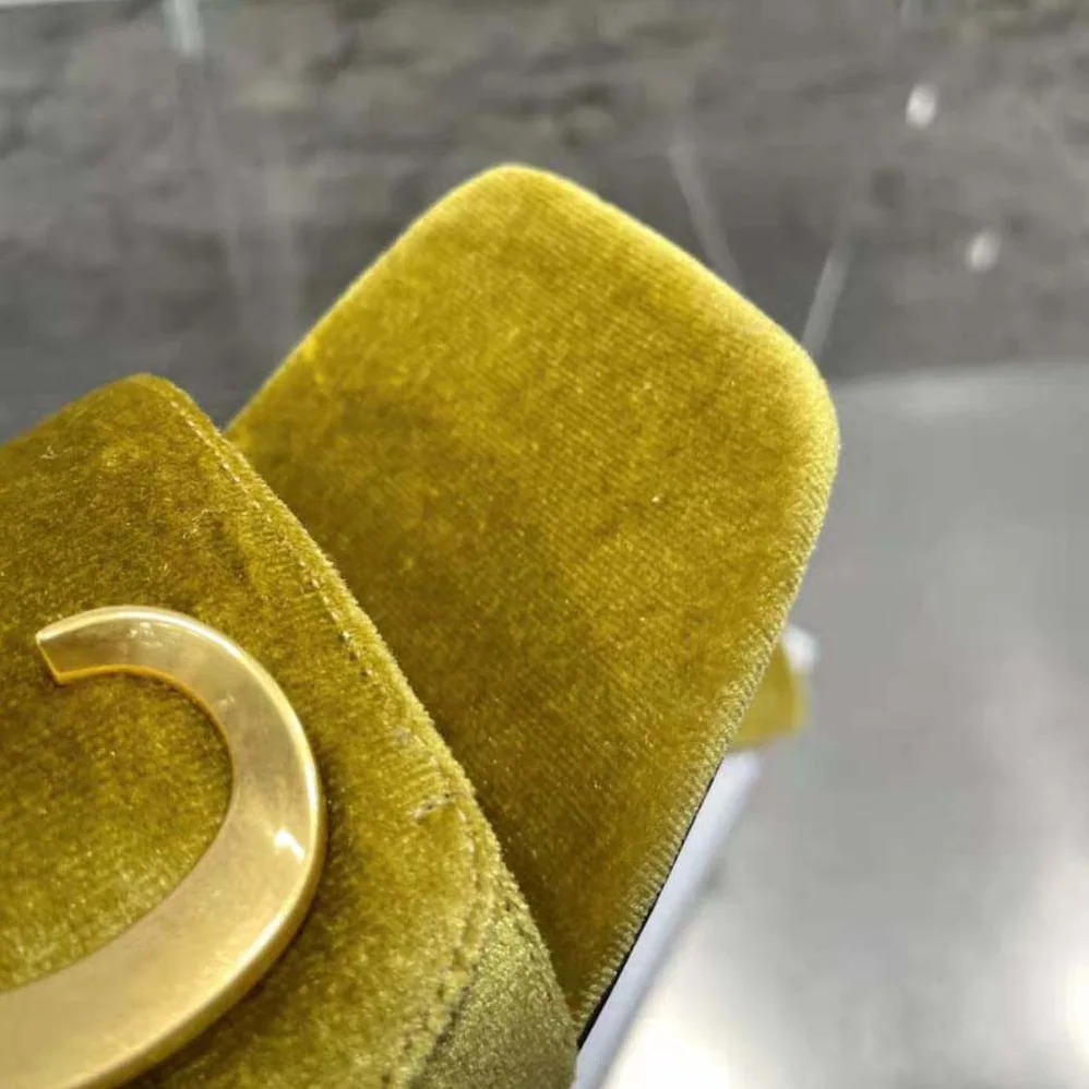 Dior C'est Dior Heeled Slide Lime Yellow Velvet for Women Dior C'est Dior Heeled Slide Lime Yellow Velvet for Women