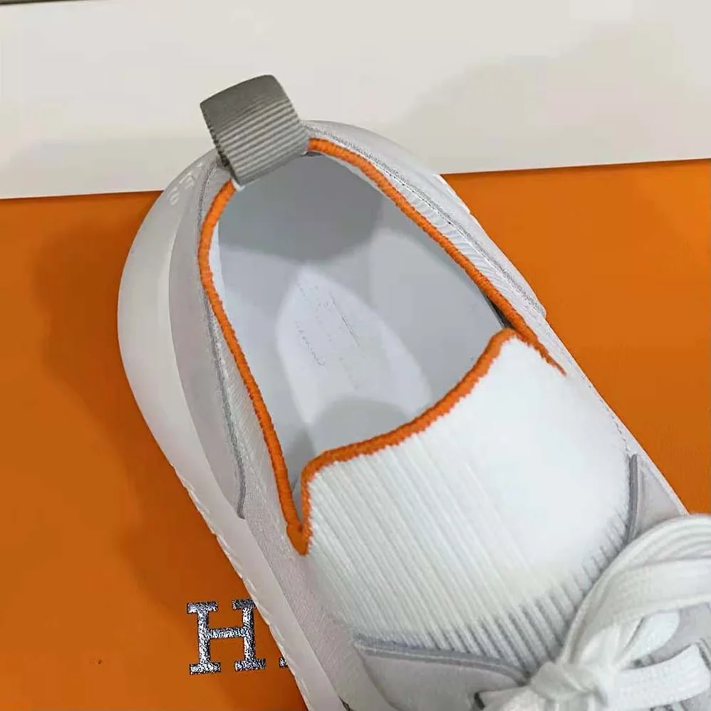 Hermes Crew Sneaker in Knit and Suede Goatskin for Women in White Hermes Crew Sneaker in Knit and Suede Goatskin for Women in White